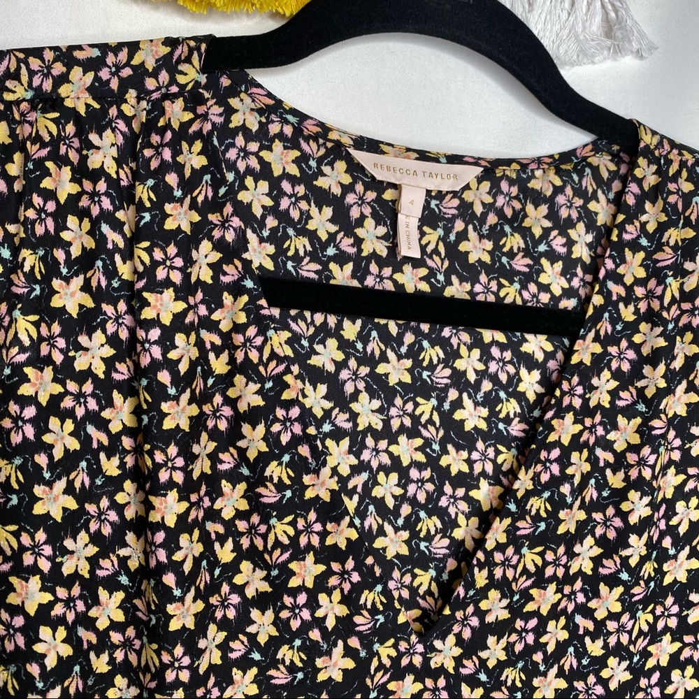 Rebecca Taylor Louisa Floral-Print Silk Top Size 4 - Picture 5 of 11